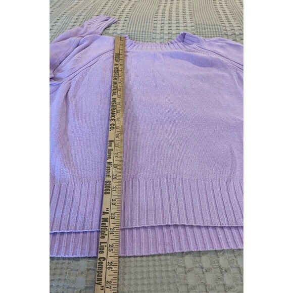 Old Navy Sweater Crewneck Oversized Large Pink Purple Hi Low Hem 55% Cotton - Picture 10 of 11